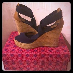 Tory Burch Navy Wedges
